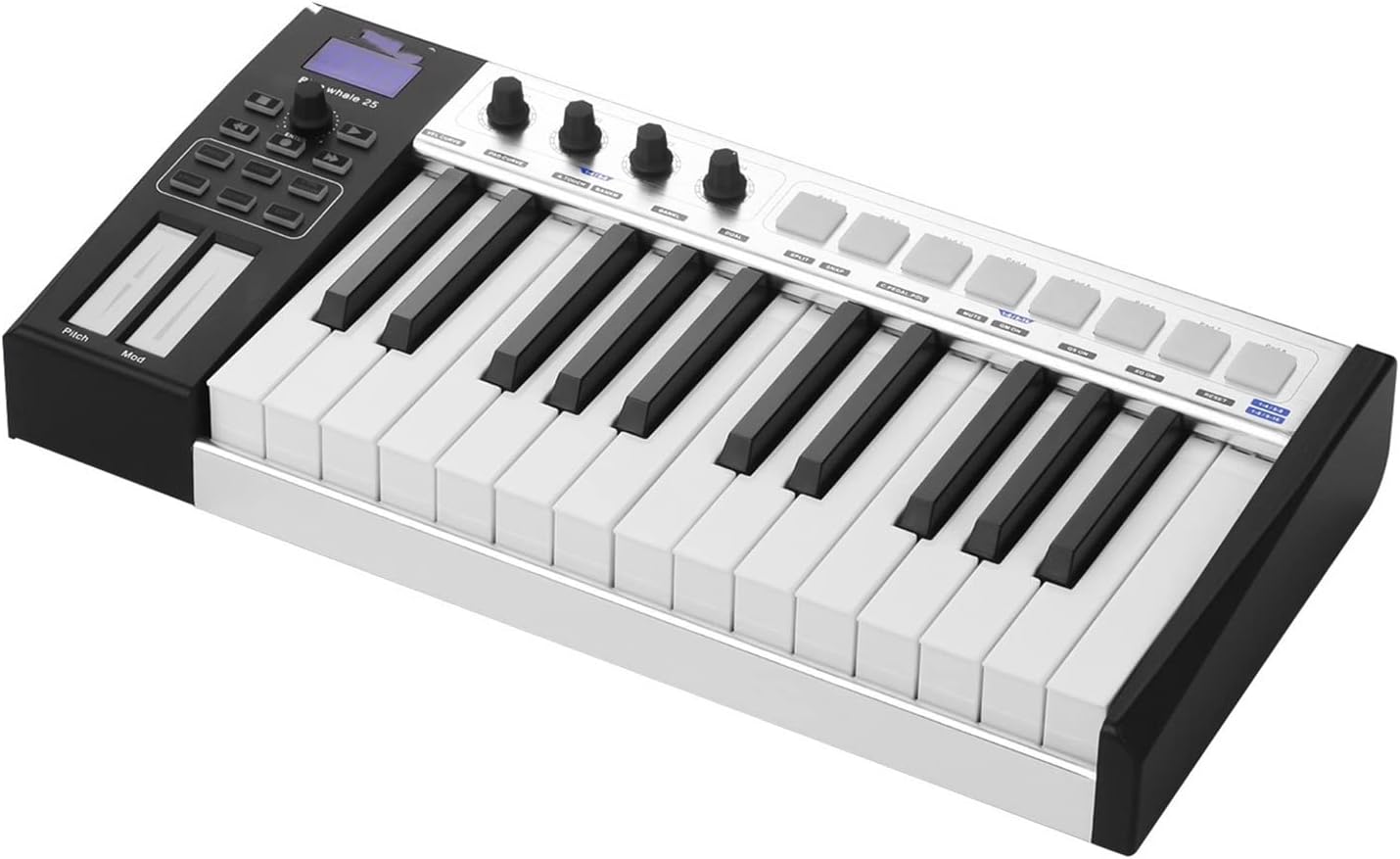 KESHUO Electric Keyboard 37 Portable MIDI Controller Keyboard Semi-Weighted Keys 8 RGB Backlit Trigger Pads LED Display