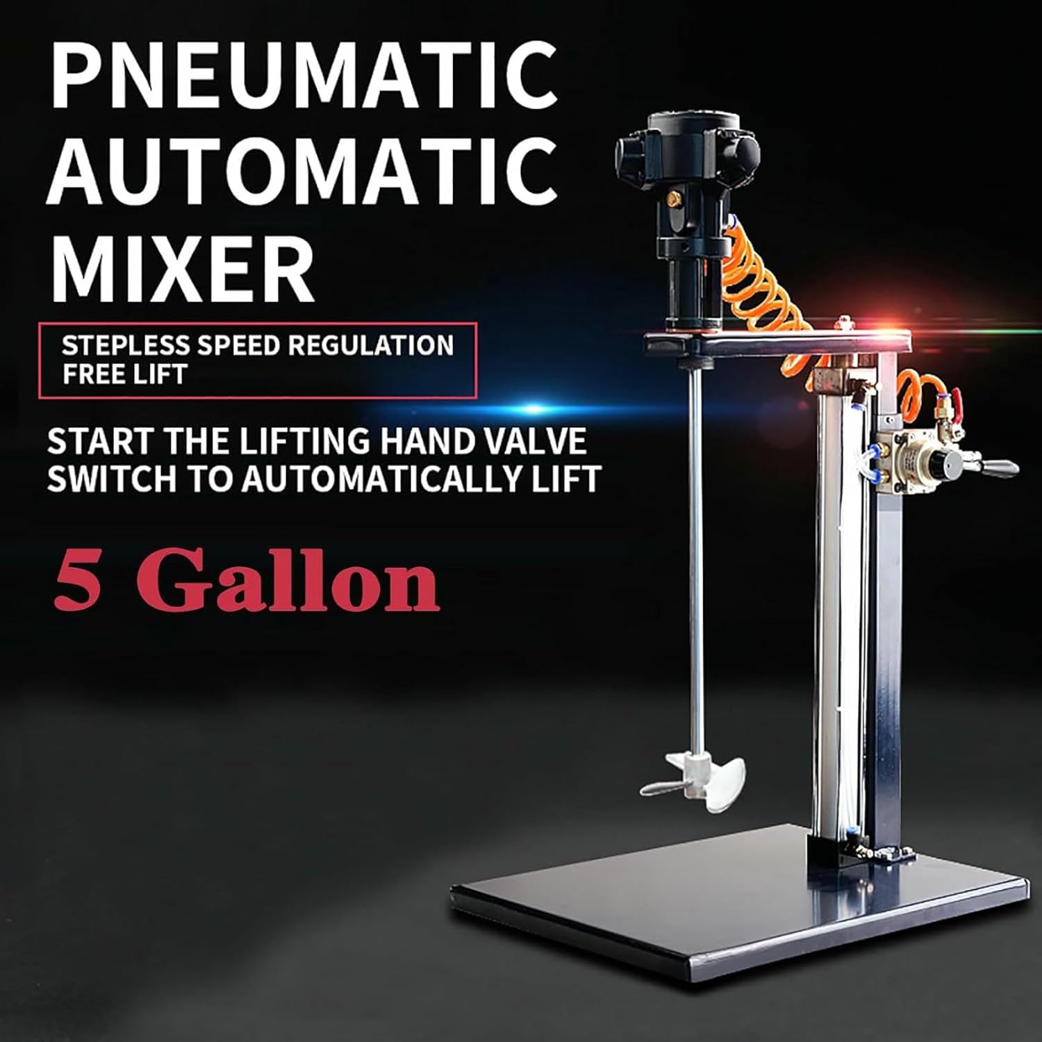 5 Gallon Pneumatic Paint Mixer Air Agitator Coatings Mixing Machine Ink Mixing Machine with Stand Automatic Lifting for Viscous Liquid Ink Dye-