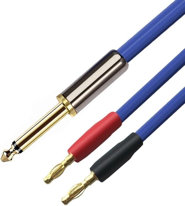Active Speaker Cable Mono 6.35mm Turn Double Banana Shovel for Amp Mixer 1/4 