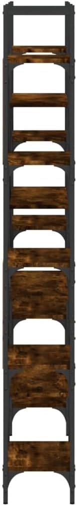 65.6 inch Large Modern Brown Engineered Wood Bookshelf with 8 Tier Shelves & Steel Frame, Tall Freestanding or Wall Mount Bookcase for Living Room Bedroom Office