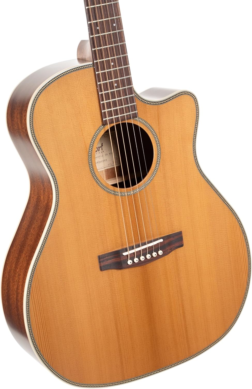 Cort Essence Series ES-GA4 Grand Auditorium Cutaway Acoustic Electric Guitar, Natural Semi Gloss (GA4NSG)