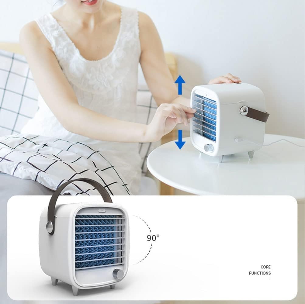 Mini Air Conditioner, Personal Air Cooler w/Night Light, USB Powered Evaporative Air Cooler, Small Desktop Air Conditioner Portable for Room Bedroom Office
