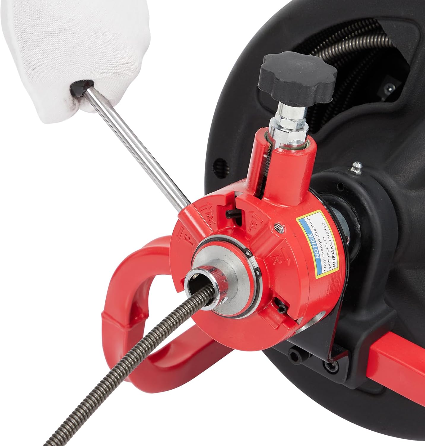 Drain Cleaner Machine - 100Ft x 3/8 Inch, Auto-feed Electric Drain Auger for Plumbing with 6 Cutters, Glove, Commercial sewer snake Drill Drain Auger Cleaner for 2‘’- 4‘’(50-100mm) Pipes