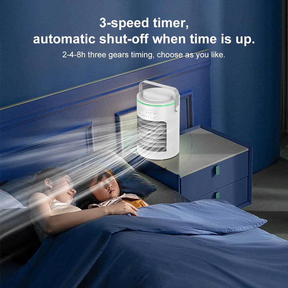 ele ELEOPTION Portable Air Conditioners with 3 Speeds Mini Ac Unit for Bedroom Air Cooler for Room Car Ac for Outdoor Camping Small Desktop Cooling Fan
