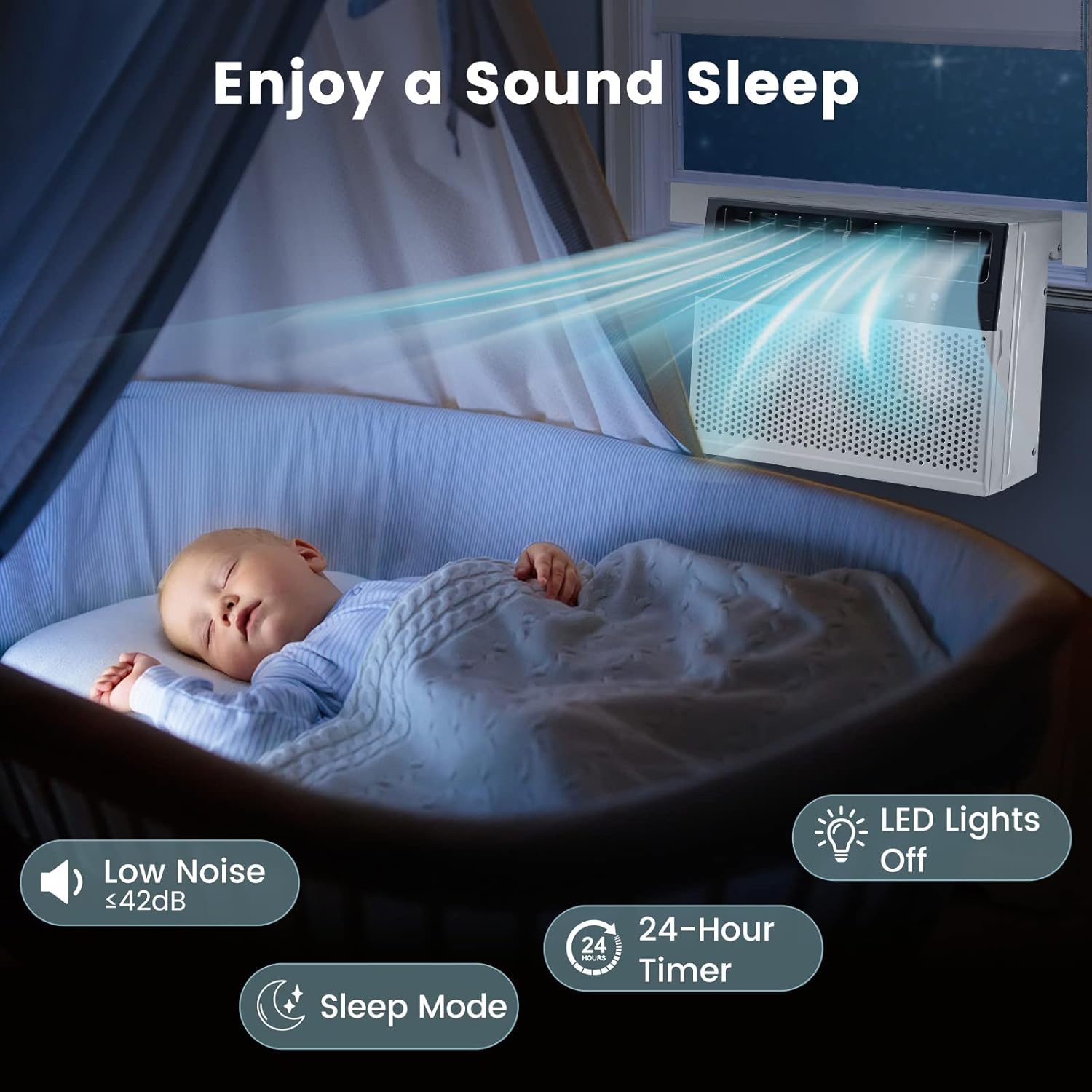 SIMOE Window Air Conditioners 12,000 BTU, U-Shaped Full Window View, 42dB Ultra Quiet Window AC Unit, Cools up to 550 Sq. Ft, Easy Installation, Remote Control