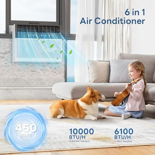 ZAFRO U-Shaped Window Air Conditioner 10000BTU Cools 450 Sq.Ft., Ultra Quiet Energy-Efficient Cooling, With Remote Control
