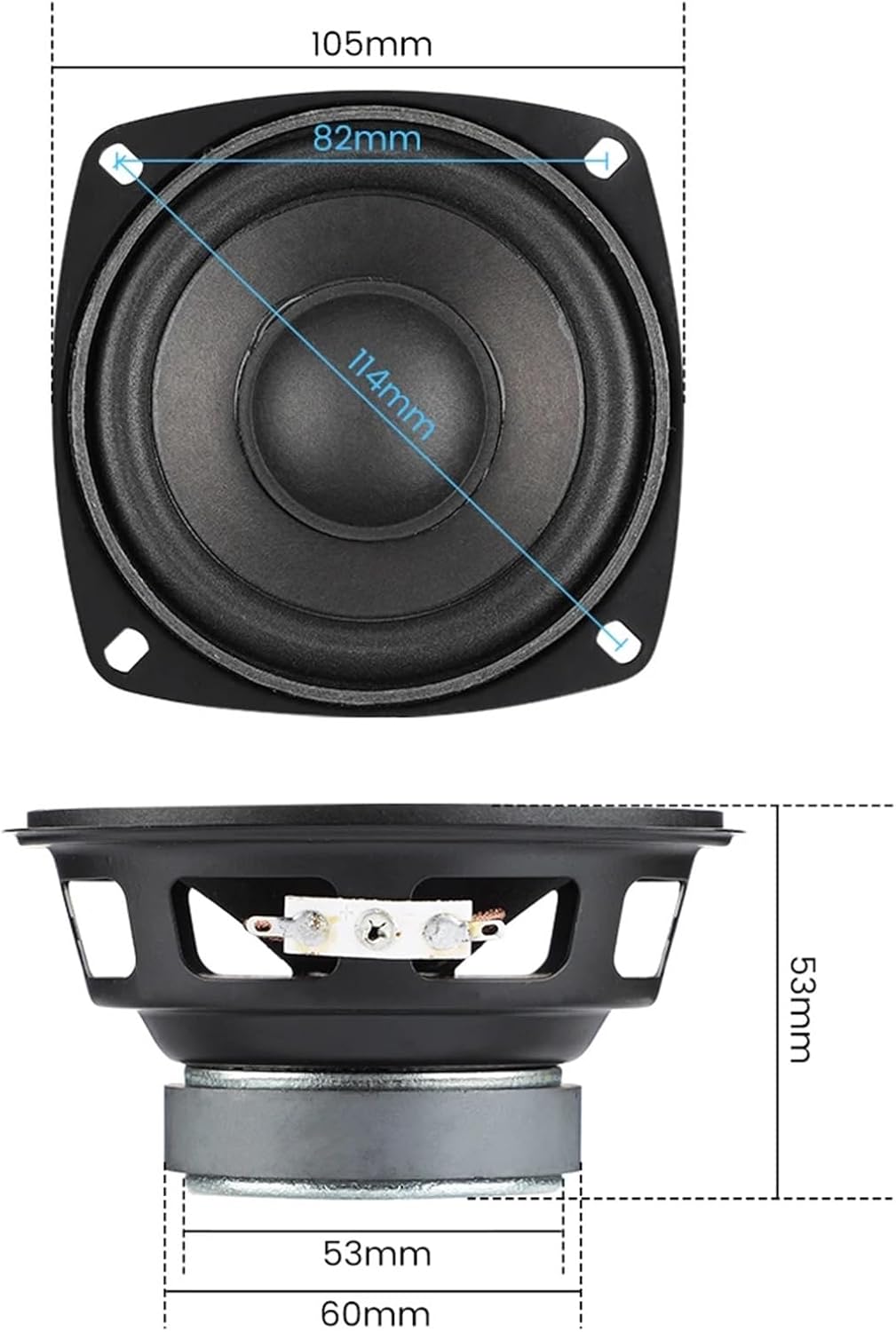 2Pcs 4 Inch Audio Speakers 4 Ohm 20W Full Range Loudspeaker Home Theater Tweeter Midrange Woofer Sound Amplifier Speaker