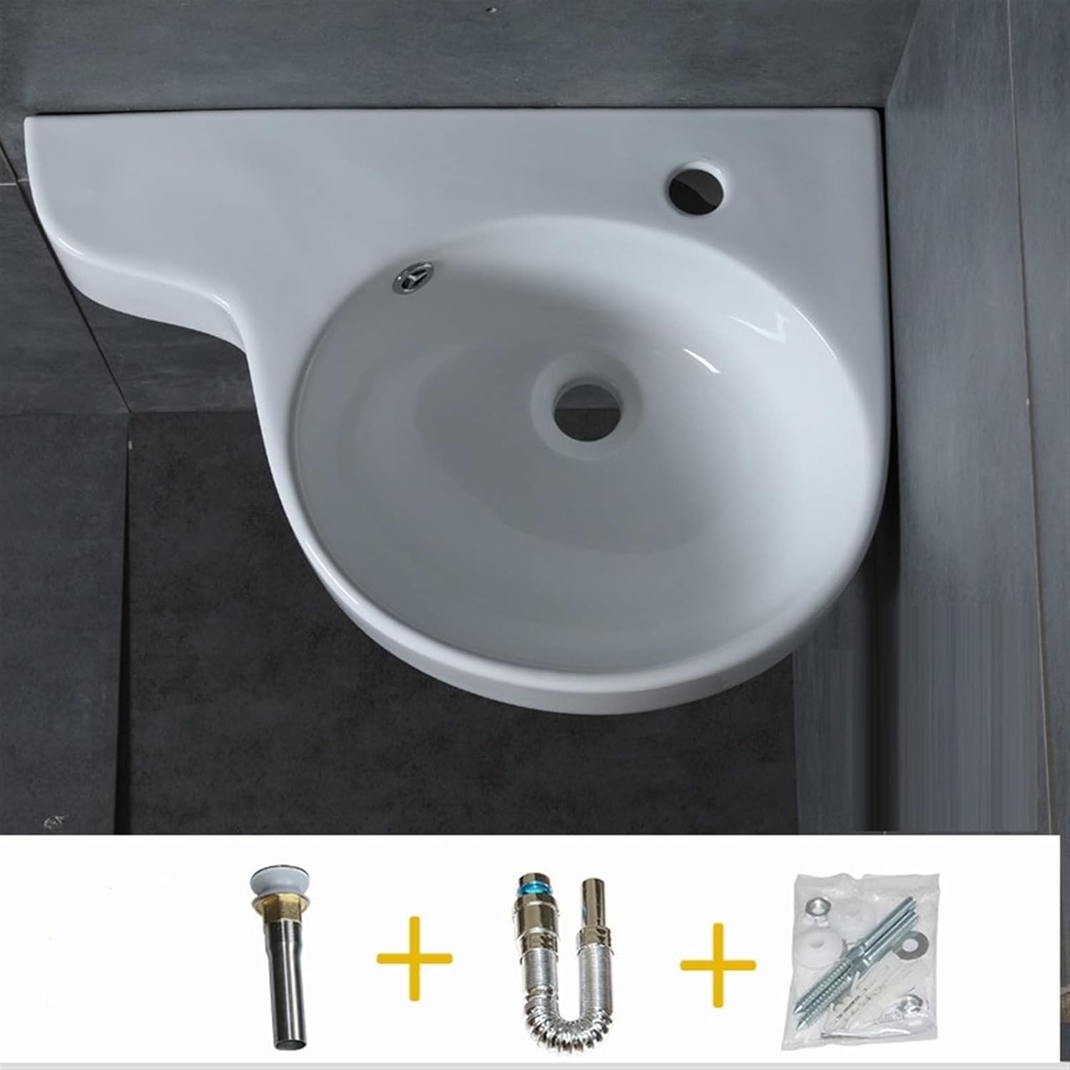 Bathroom Sink White Triangle Porcelain Ceramic Sink Wall Mount Corner Bathroom Sink Apartment Wall-Mounted Bathroom Sink Bowls Bathroom Countertop Vanity Sink