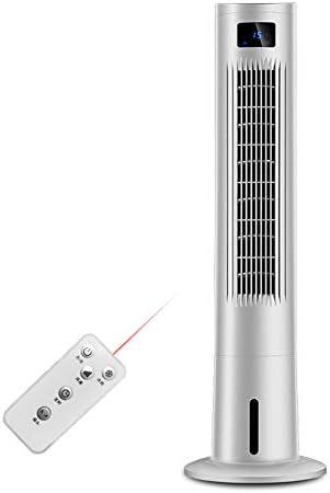 Evaporative Tower-Type Vaneless Fan and Humidifier with Remote Control and Timing Function, Adjustable Wind Speed, Portable Air Conditioner