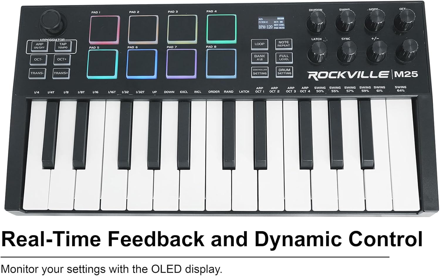 Rockville Bundle: Rockville M25 BLACK 25 Key USB Wireless MIDI Keyboard Controller With Bluetooth Bundle with Rockville MCB16 Gig Bag Case 4 DJ/MIDI/Keyboard Controllers/16 x 10.5 x 3 INCHES (2 items)