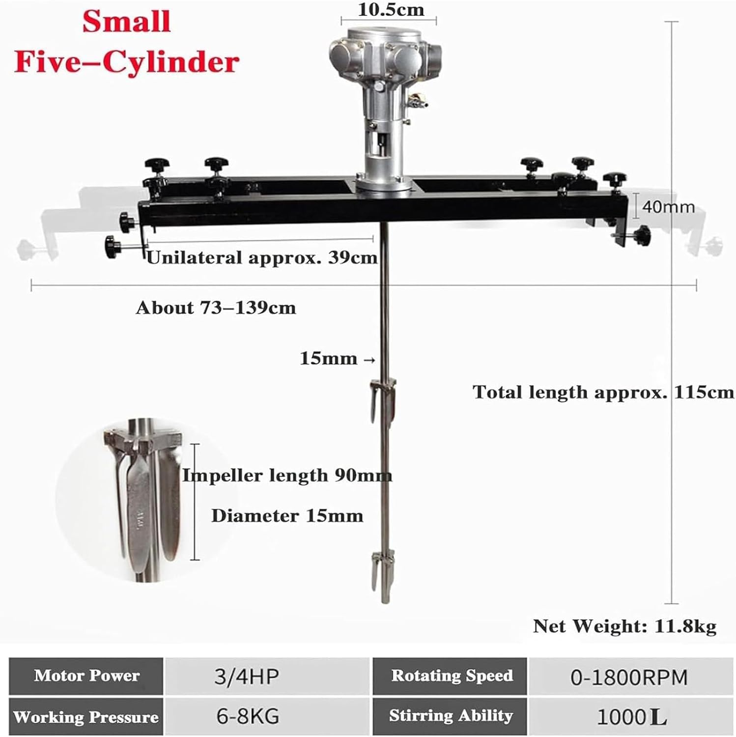 IBC Air Agitator,3/4HP Electric Tank Pneumatic Mixer Machine,Air Agitator Paint Mix Tool for Paint Coating Viscous Liquid Ink Dissolver