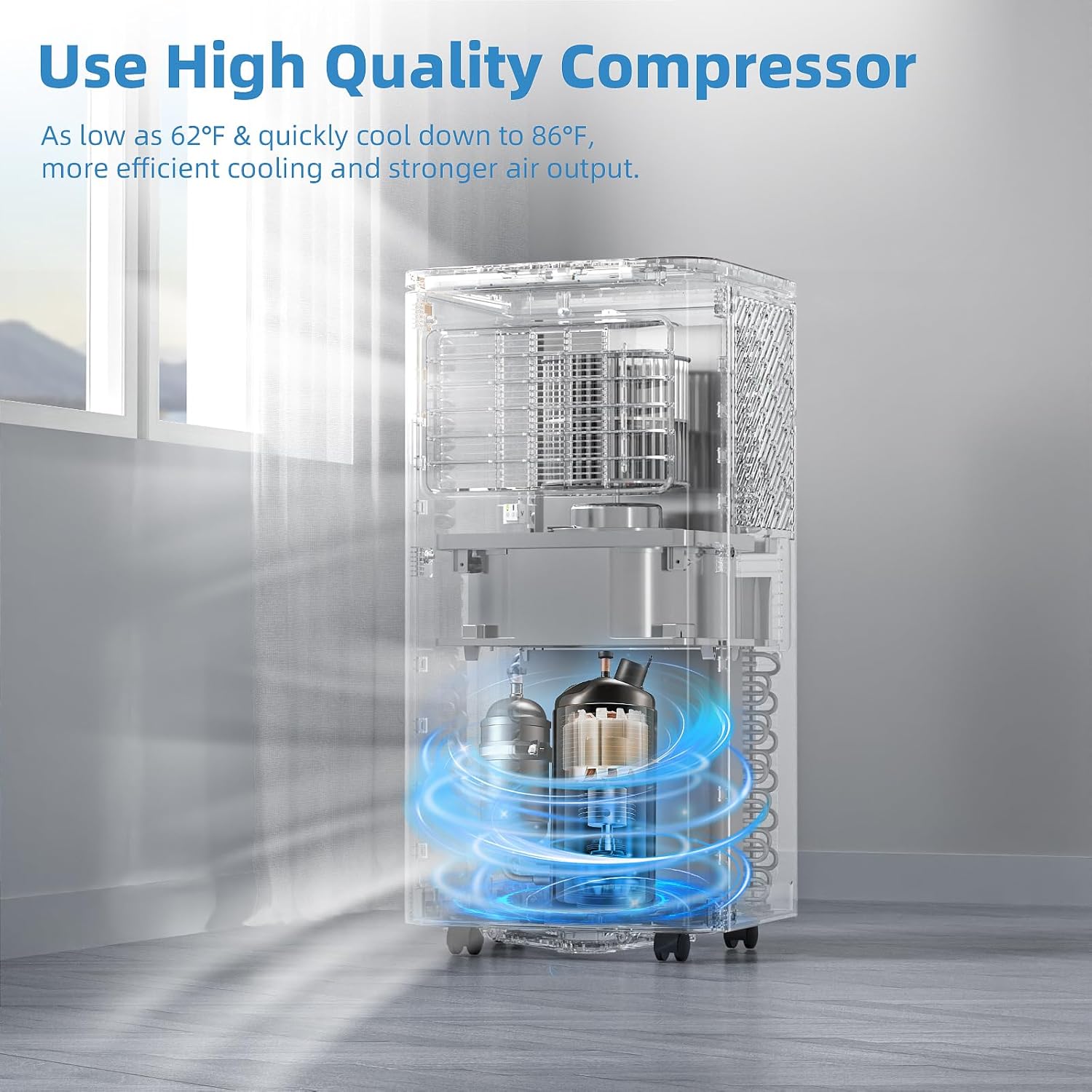 3-in-1 Portable Air Conditioners，8000BTU Portable AC Units Cools 350 Sq.Ft. with 24H Timer Remote Control，Easy Install Kit for Bedroom, Office, Dorm