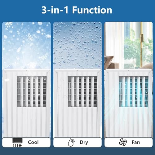 8,000 BTU Portable Air Conditioner With Remote, AC Unit With Built-In Cool, Dehumidifier & Fan Modes for Room Up to 350 Sq.Ft, Portable Ac Conditioner With 24 Hour Timer, Installation Kit,White
