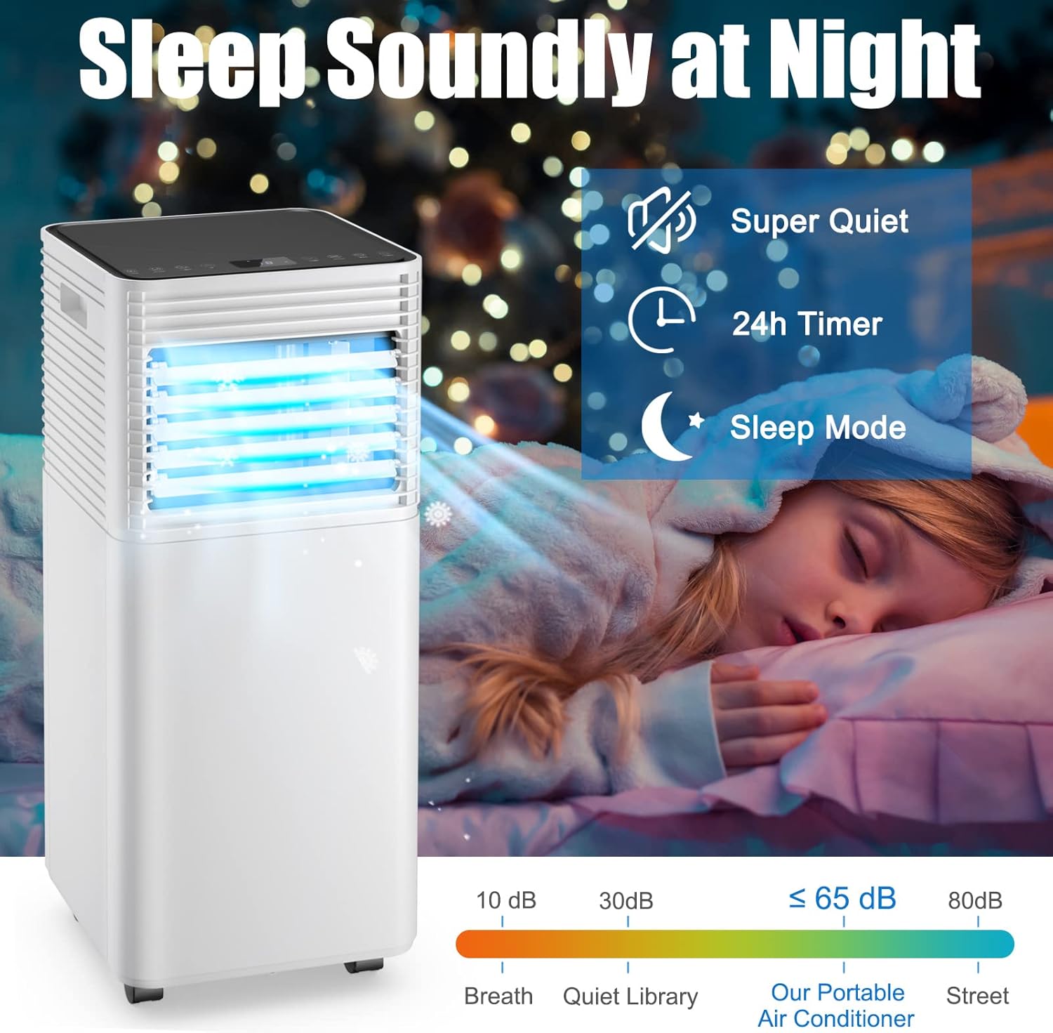 Portable Air Conditioner, 10,000 BTU AC Unit with Dehumidifier, Fan & Sleep Mode, Air Cooler w/2 Wind Speeds & 24H Timer, Touch Panel & Remote Control, Includes Exhaust Hose/Window Kit
