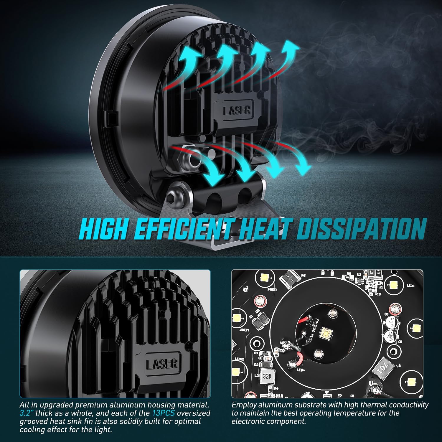 Nilight LED Light Pods 5.75 Inch 12LED Round Offroad Driving Lights 2 PCS night vision Super Bright Spotlights w/16AWG Rocker Switch Wiring Harness Kit for Truck ATV UTV