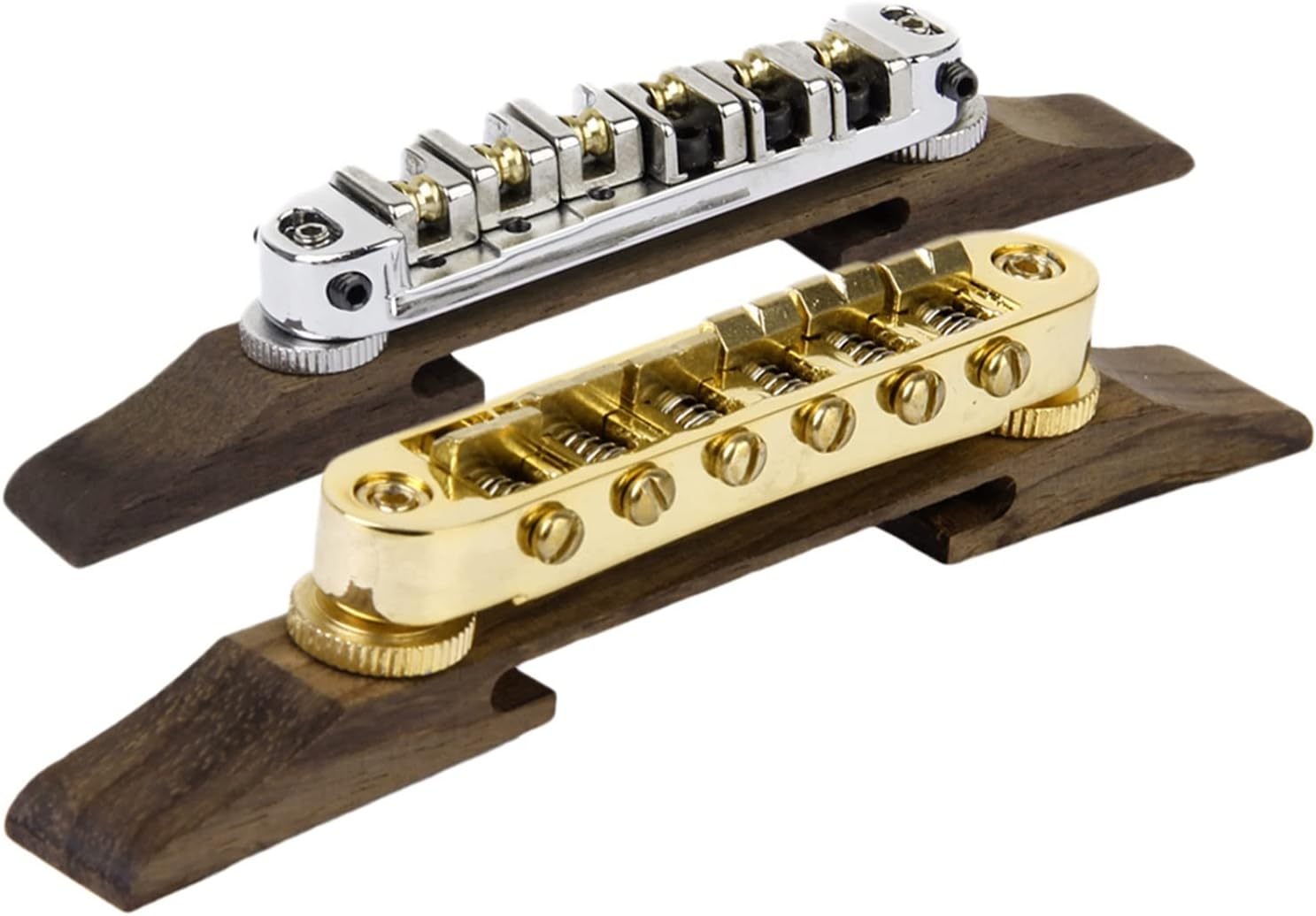 Bass Guitar Rosewood Bridge Saddles Gold +Silver Guitar Roller Bridge Electric Guitar Bridge