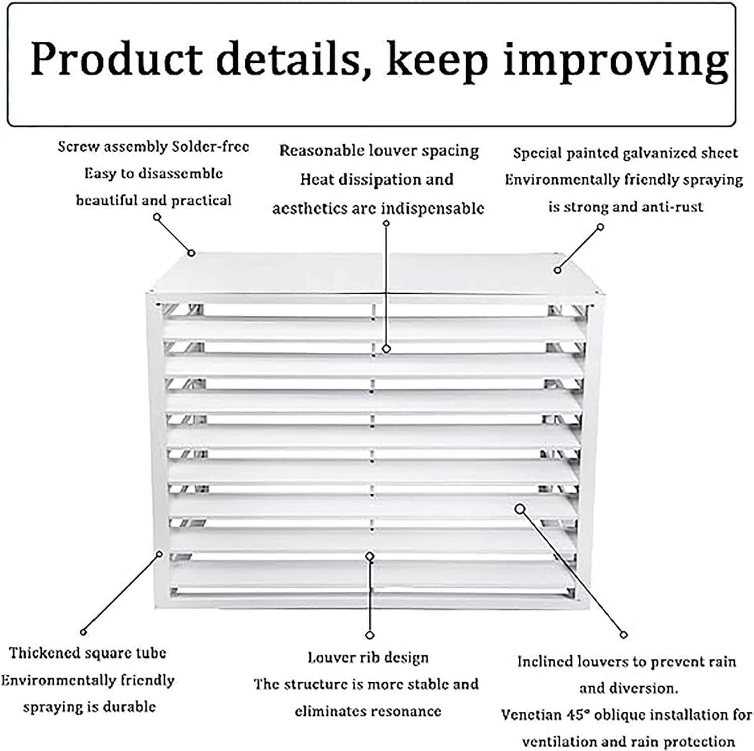 Cover for Outdoor Air Conditioner Cover Ac Units Protection, Aluminum Alloy Grille Decorative Air Conditioner Fence Condenser Heat Pump Cover, Pool Pump Trash Can Enclosure