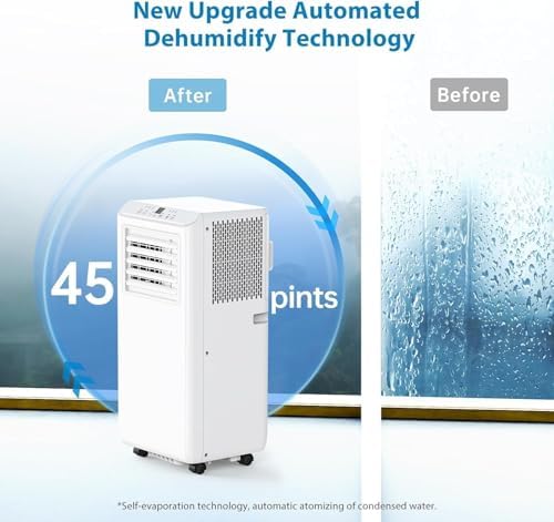 Portable Air Conditioner 8000 BTU - 3-in-1 Cooling, Dehumidifier & Fan for Up to 350 Sq.Ft - Portable AC Easy Install No Tools, Remote Control & Window Kit for Bedroom, Office, Dorm