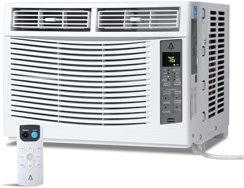 6,000 BTU Window Air Conditioner, Up to 350 Sq.Ft., Energy Saving Window AC Unit with Adjustable Thermostat & Fan Speed, 24-Hour Timer, for Office, Bedroom, Kitchen, White(with Wifi)