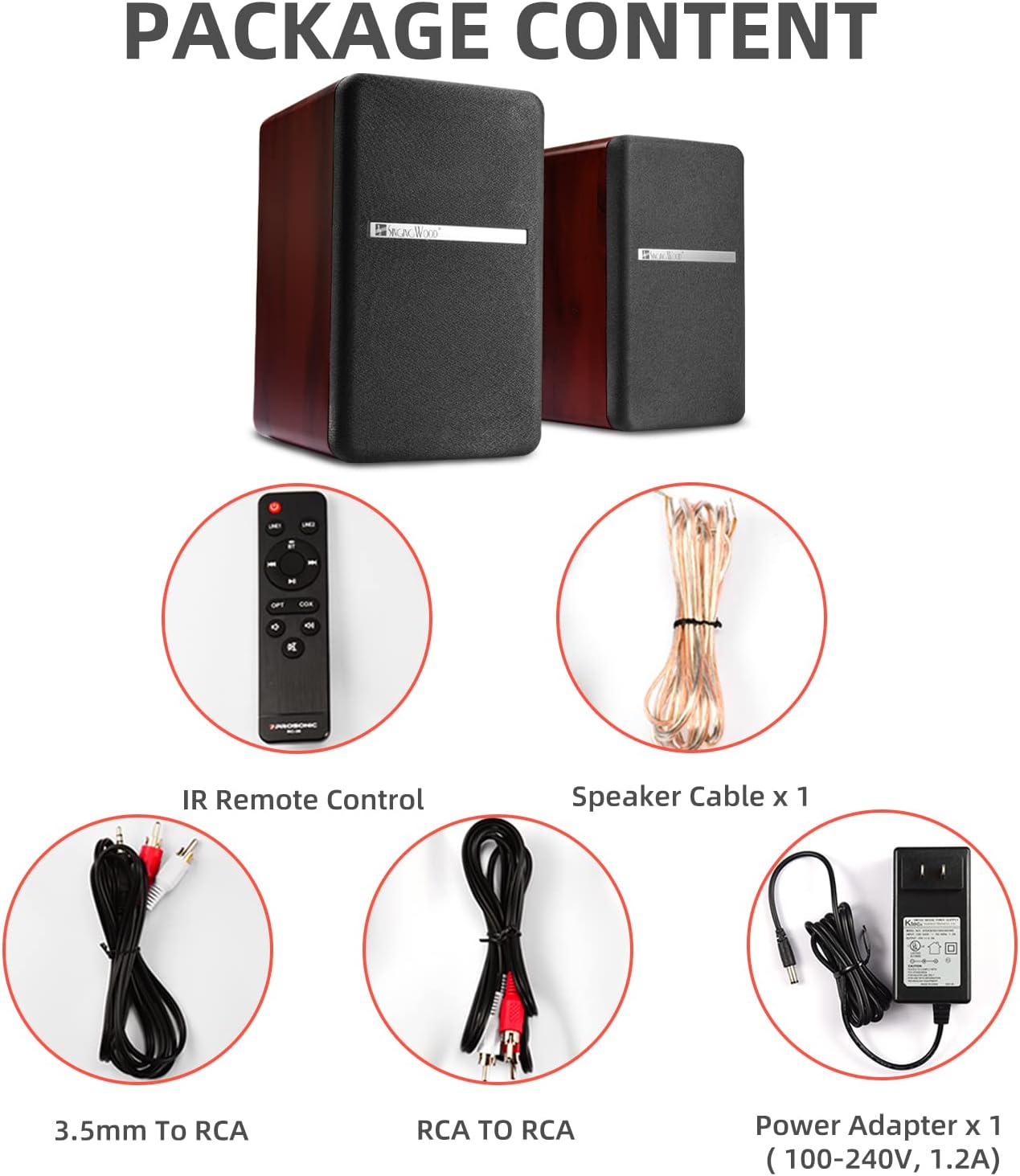 SINGING WOOD BT27 Active Powered Bluetooth Bookshelf Speakers for Studio Monitor TV Computer Turntable - 60 Watts - Wood Grain Finish (Walnut)