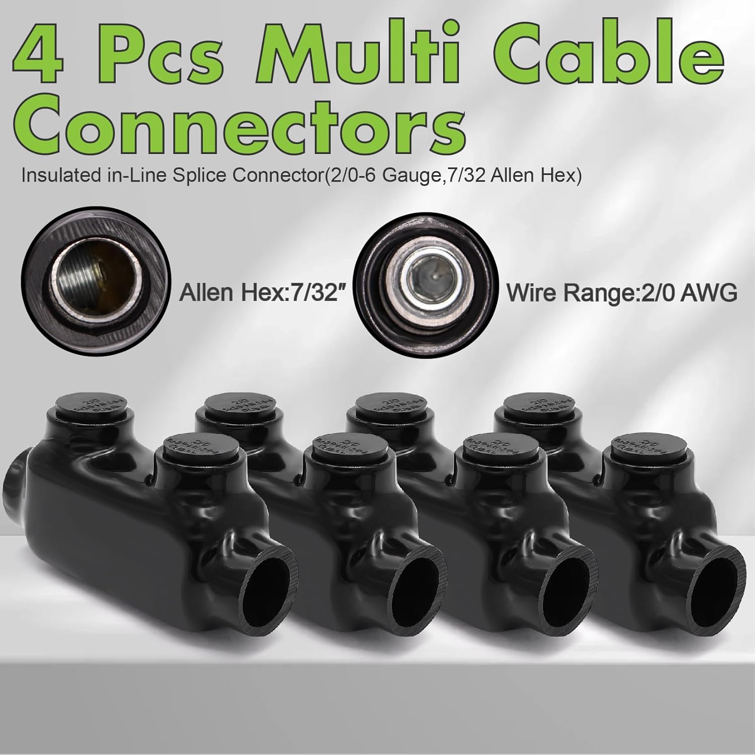 1/0 Gauge Wire (40ft) Copper Clad Aluminum CAA Car Amplifier Power & Ground Cable and Insulated Inline Splice Connector 2/0-6 Gauge Wire Connectors