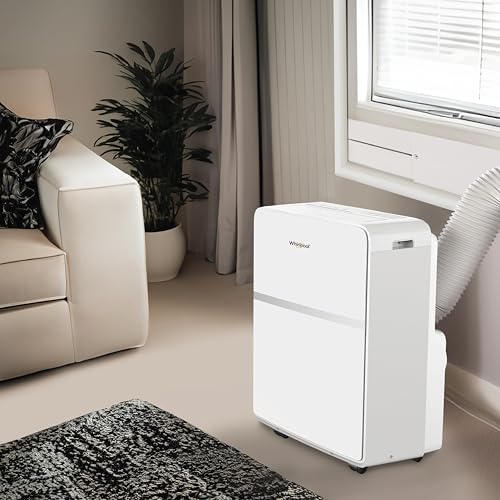 Whirlpool 10,000 BTU Portable Air Conditioner for Home with Dehumidifier, A/C Portable Air Conditioner for Apartment and Bedroom, 115V, AC for Small Rooms up to 275-Sq. Ft. with Remote in White