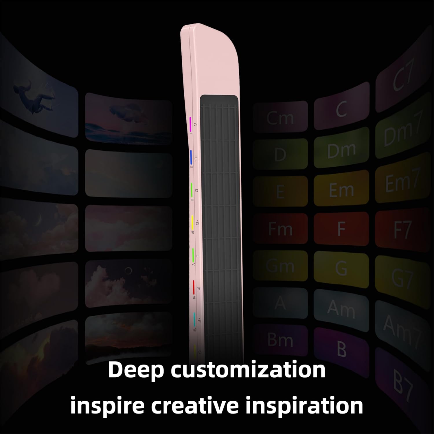 Smart Guitar, Stringless Guitar with App Control, Foldable Electric Guitar, Built-in Drum Machine & Speakers, Headphone Jack for Silent Practice, for Beginners (Pink)