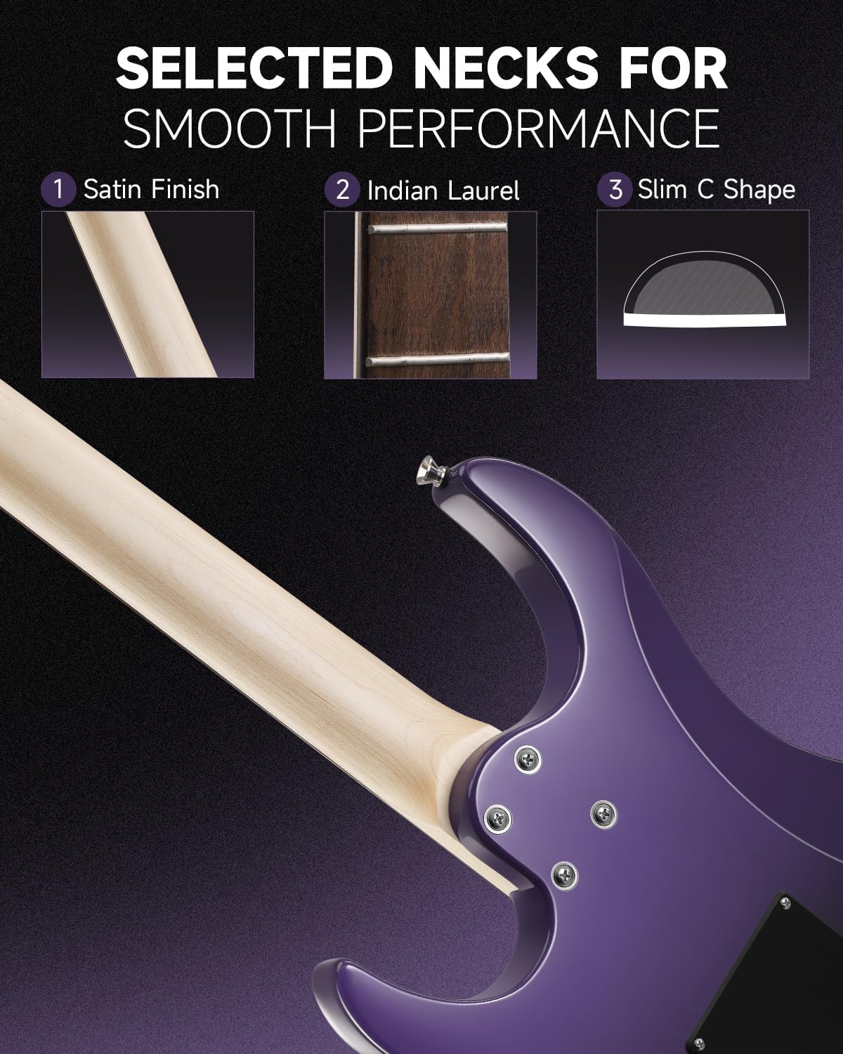 Donner DMT-66 39 Inch Full Size Electric Guitar for Beginner, Starter Electric Guitar Kit with Bag, Purplish Black