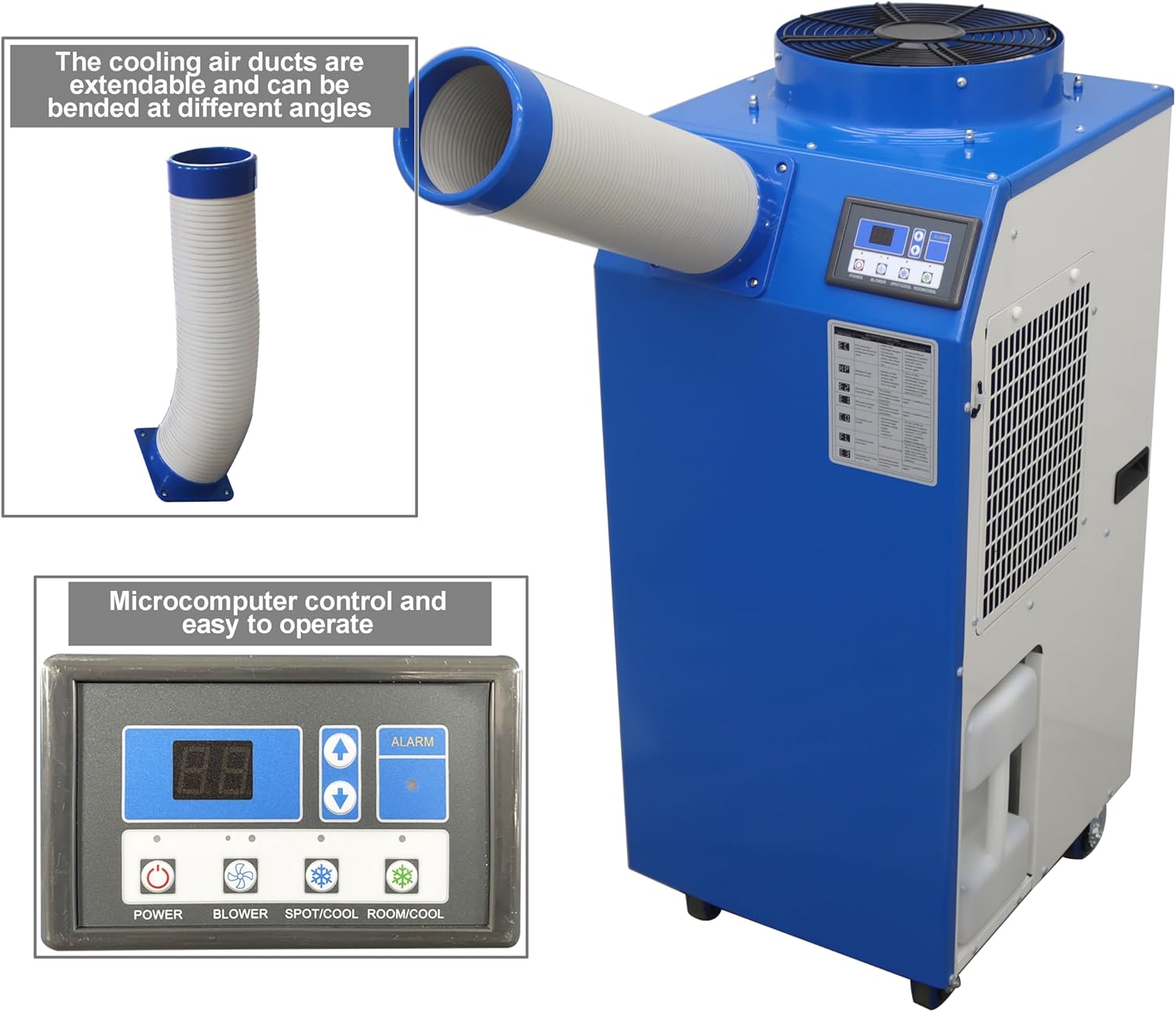 TECHTONGDA Spot Air Conditioner Mobile Cooler Outdoor Indoor Aircon Single Column 480m³/h