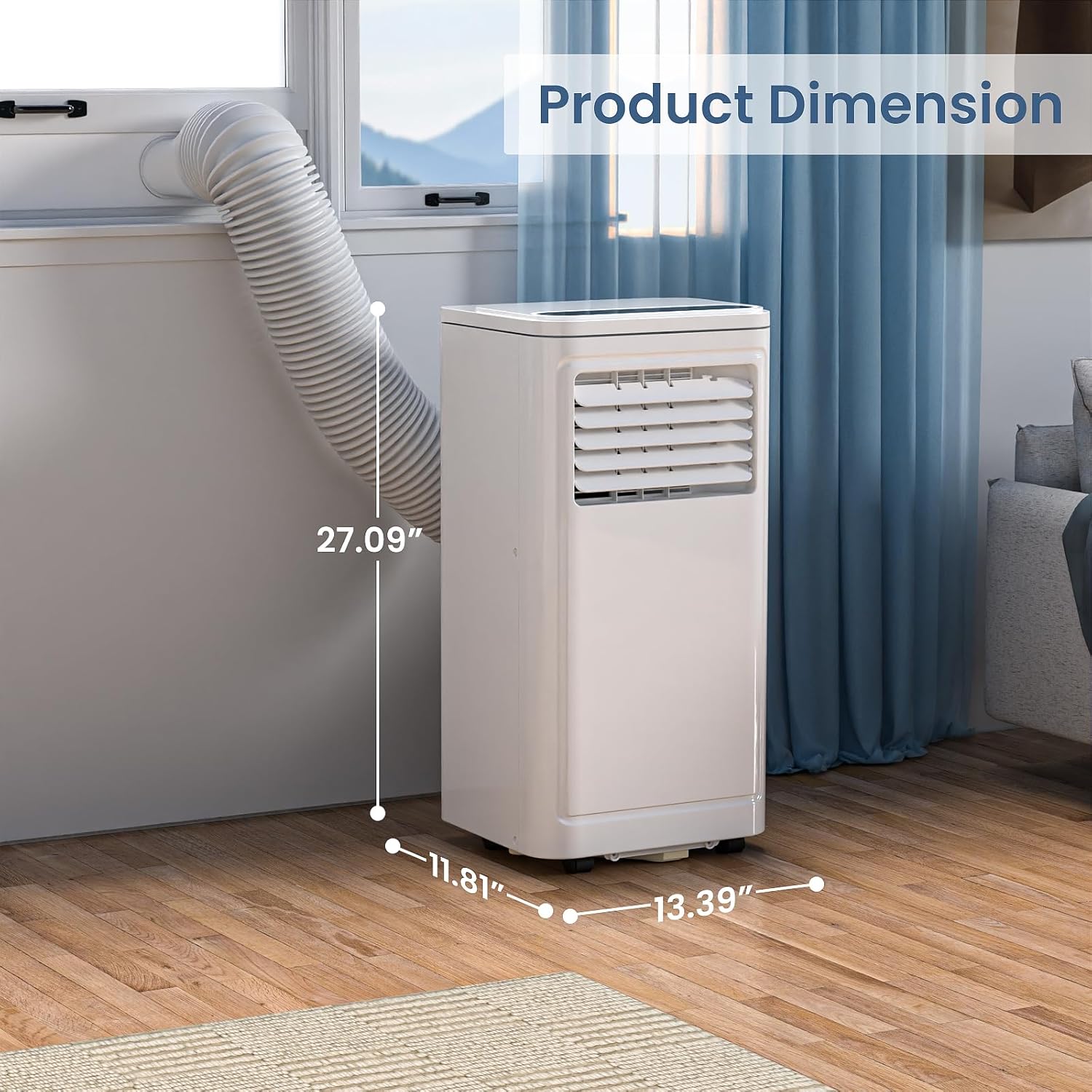 ZAFRO Portable Air Conditioners, 8000 BTU, 3 in 1 Portable AC Unit with Window Kits, Fan & Dehumidifier Modes, Cools up to 350 Sq.Ft, LED Display/Remote Control, 24H Timer for Living Room, Bedroom