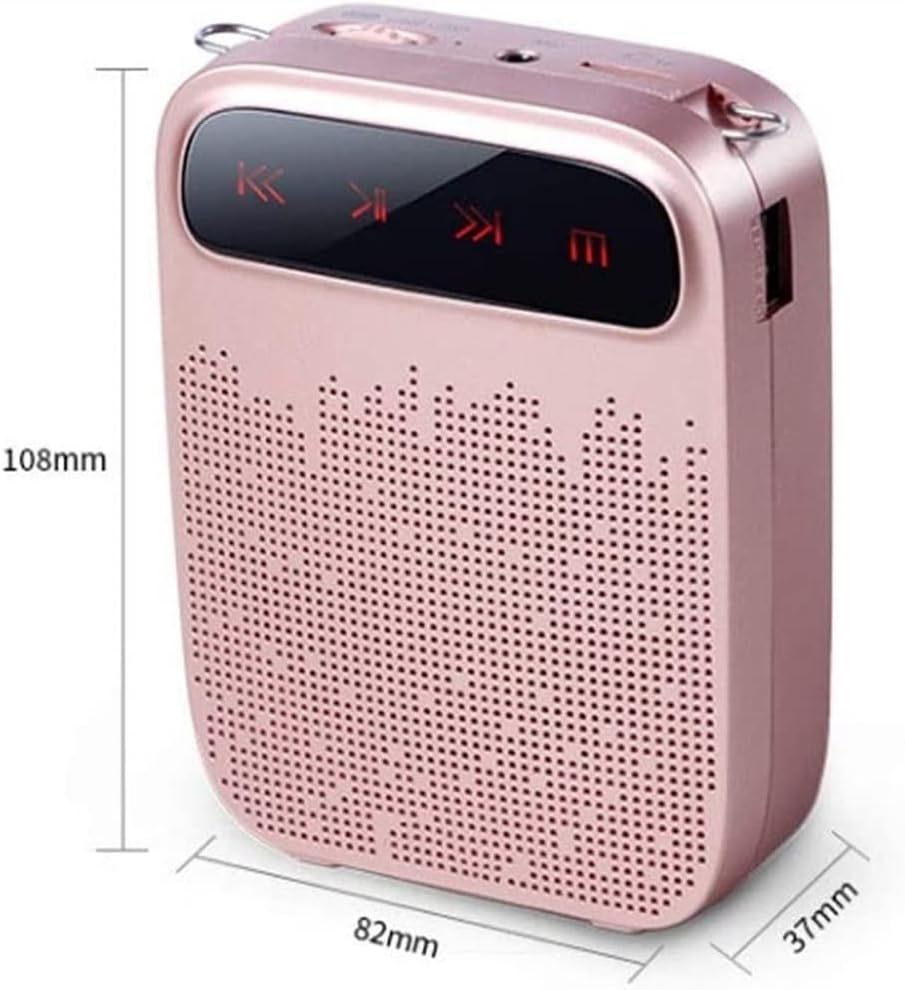 Portable Rechargeable Voice Amplifier with Wired Microphone Headset & Waistband, Personal Microphone and Speaker for Teachers, Tour Guides, Coaches, Training (Color : Pink)