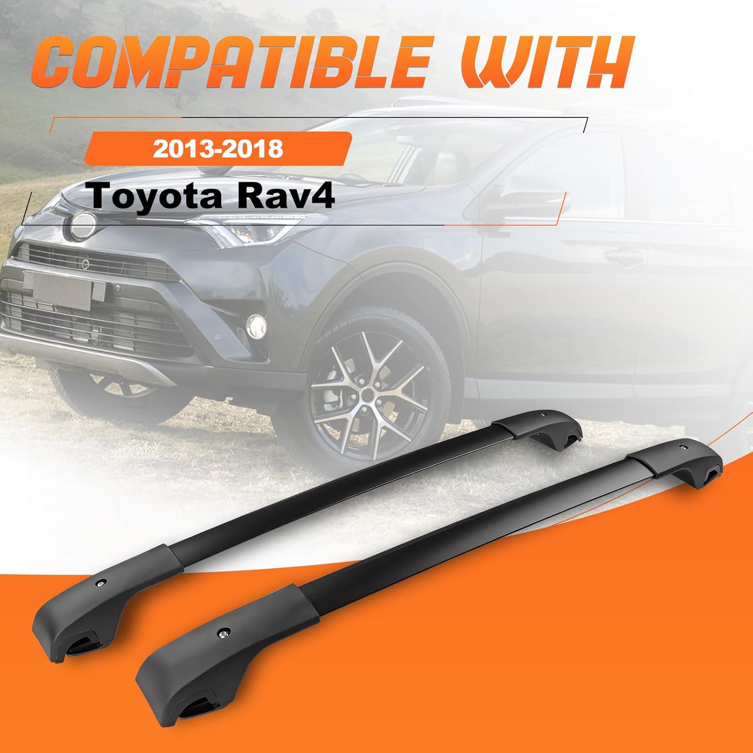 Roof Rack Cross Bars Luggage Carrier Fit for Toyota Rav4 2013-2018, Capable of Supporting Up to 200 lbs/90 kg, Ideal for Roof Bags, Roof Boxes, Bike Racks, and Various Other Accessories.