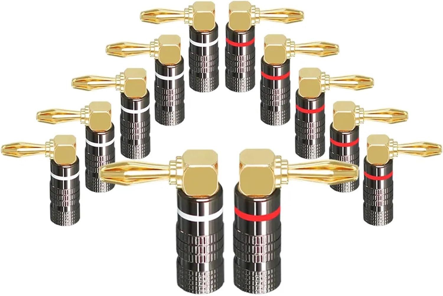 Dual Screw Lock Banana Speaker Cable Connector Right Angle Banana Adapters Jacks Amplifier Connector Banana(24 Pieces)
