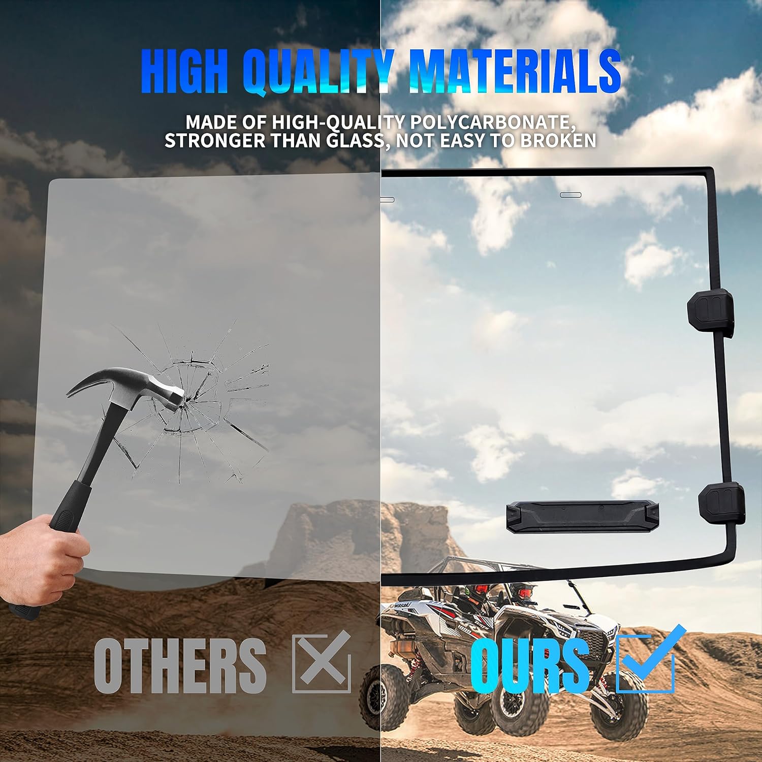 Vented Front Full Windshield for Teryx KRX 1000 20-25, Heavy-Duty Scratch Resistant Hard Coated Poly Front Full Windshield Windscreen for Kawasaki Teryx KRX 1000 2020-2025 Accessories