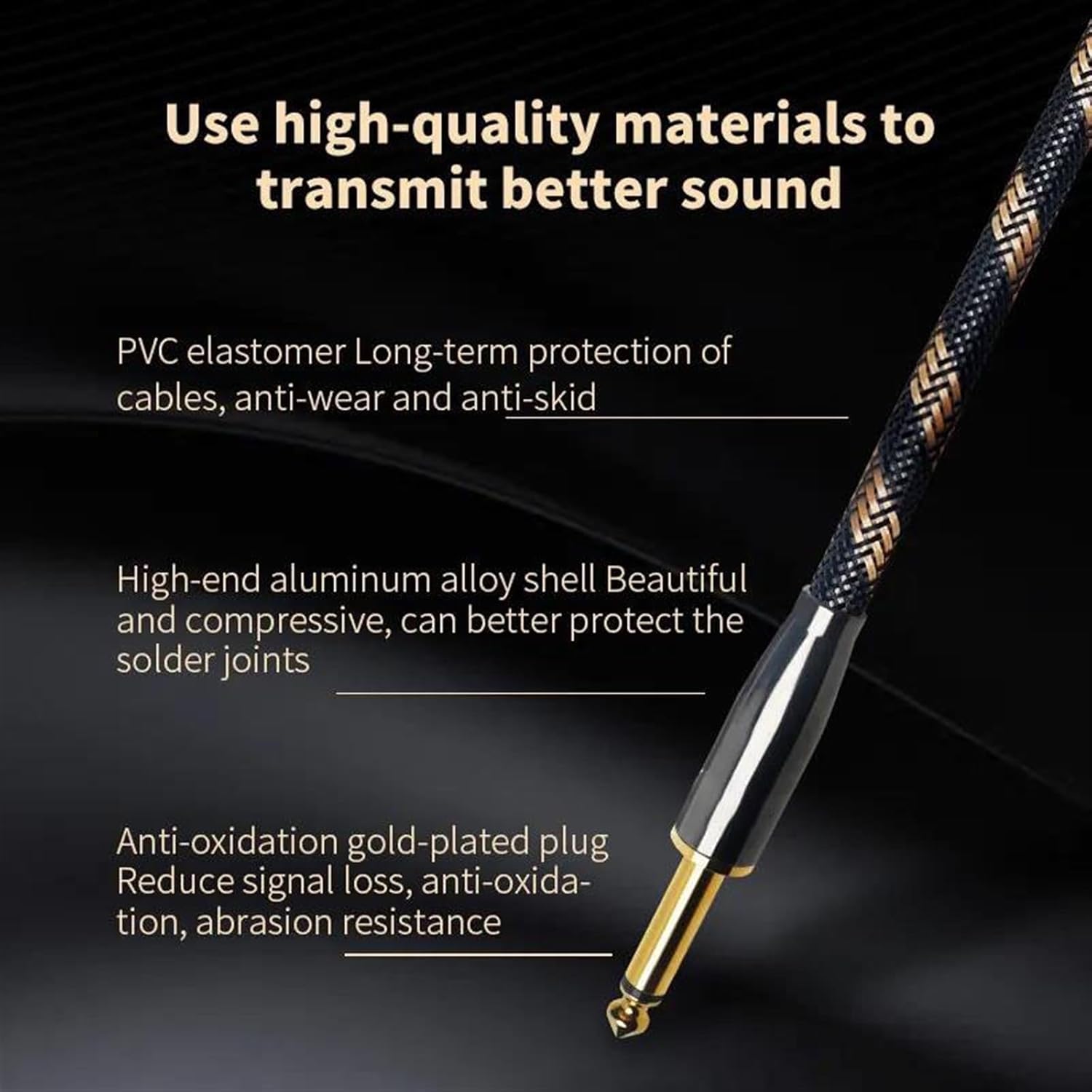 Guitar Audio Cable Cable 3.5mm to 6.5mm 6N for Microphone Guitar Amplifier CD Player Speaker(0.5m)