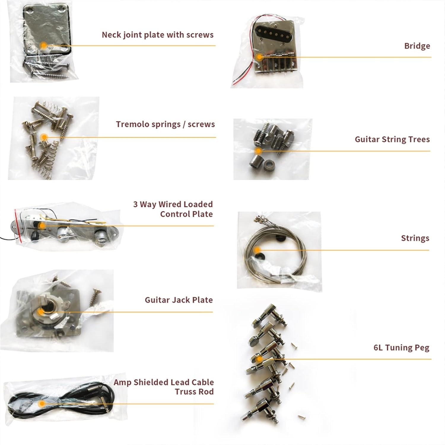 TSTS Unfinished Electric Guitar DIY Kit Basswood Body with Rosewood Fingerboard Electric Guitar Assembly Kit Unfinished Electric Guitar Kit