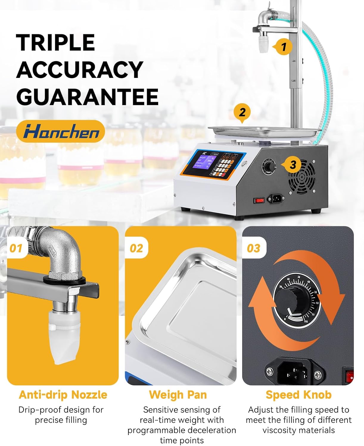 Hanchen Weight Honey Filling Machine Automatic Bottling Machine with Cleaning Mode Gear Pump for Laundry Detergent, Sauce, Ketchup