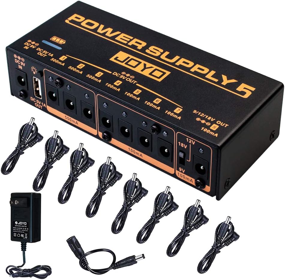 JOYO JF-16 British Sound Amp Simulator Pedal Bundle with JP-05 Pedal Power Supply Built-in Rechargeable Battery