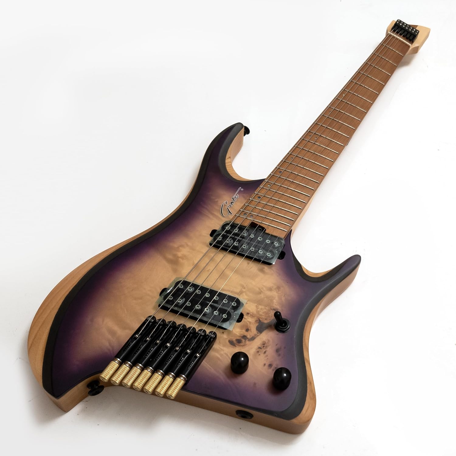 24 Frets 7 String Headless Electric Guitar, Maple Neck & Maple Body, Stainless Steel Strings, Alnico V Pickups