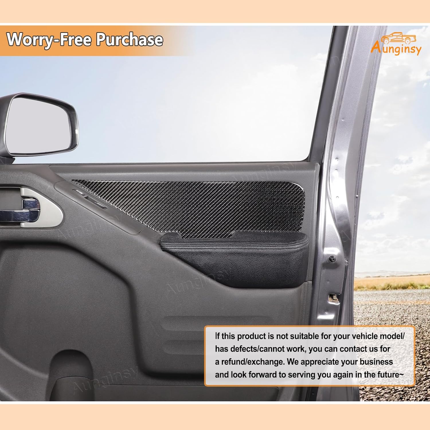 Aunginsy Inner Front Door Armrest Upper Panel Trim Sticker Compatible with Nissan Frontier 2009-2017 Pickup Truck Front Door Armrest Panel Anti-Scratch Decorative Sticker Protection Cover Accessories