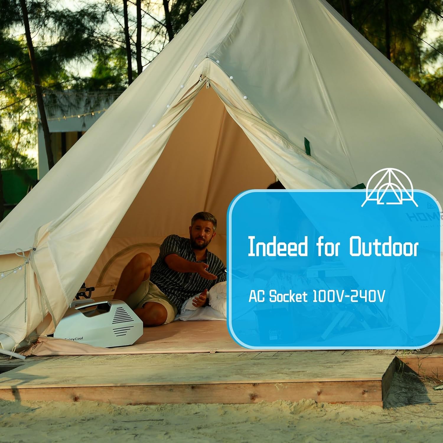 2380BTU Tent Air Conditioner for Camping 240W Camping Air Conditioner Low Power Consumption Indoor Outdoor for Tent Car Van Life Battery Not Included Battery Not Included(Yellow 02)