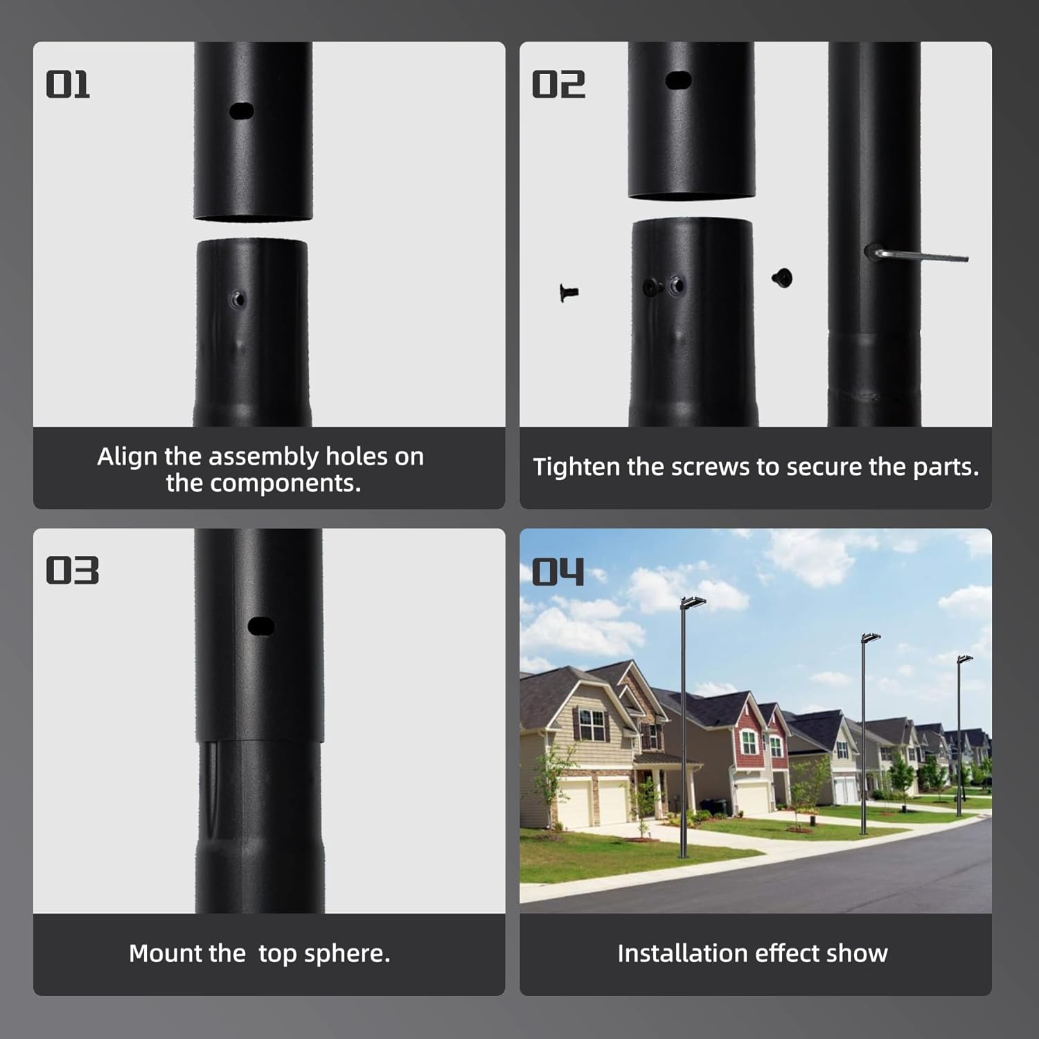 Street Light Pole 20Ft, Street Light Poles for Outdoor Lighting,Solar Pole Accessory for Street, Suitable for Farm, courtyards, Parks, and Roads (114+76)
