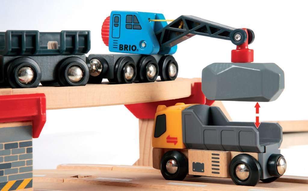 BRIO World Rail & Road Loading Set - 32-Piece FSC-Certified Wood Train Set & Accessories - Special Crane Car, Flatbed, Tracks, & More - Works with All Wooden Railway Sets - Fun Play for Ages 3+
