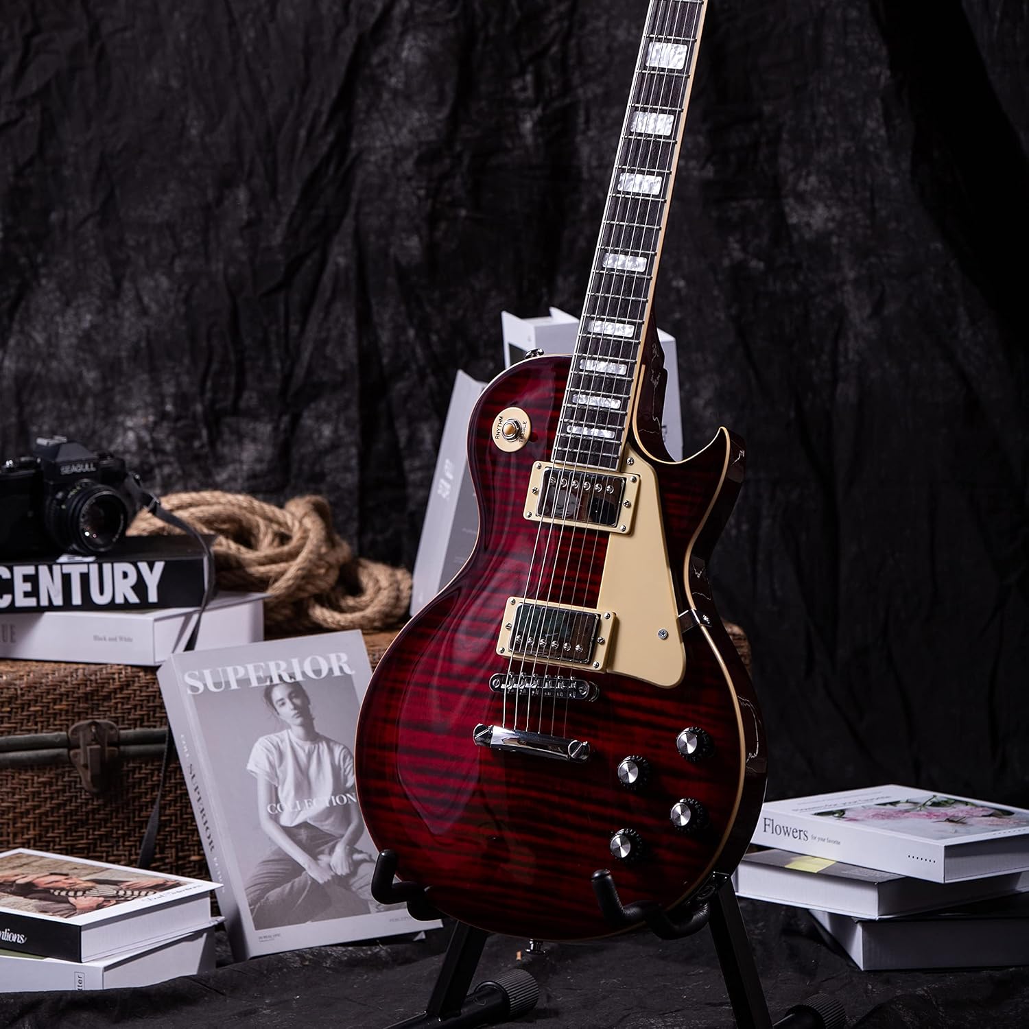 GROTE Guitar Solid Body Electric Guitar with Gigbag LPYS-006 (Red)