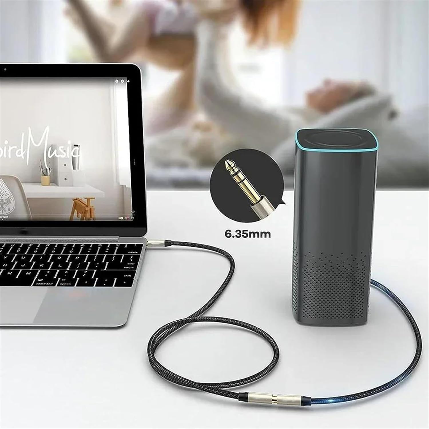 Guitar Audio Cable 6.35mm to 3.5mm Extension Cable 1/4 Male to 1/8 Female Stereo Cable for Guitar Amplifier Keyboard(Pack of 5,2m)