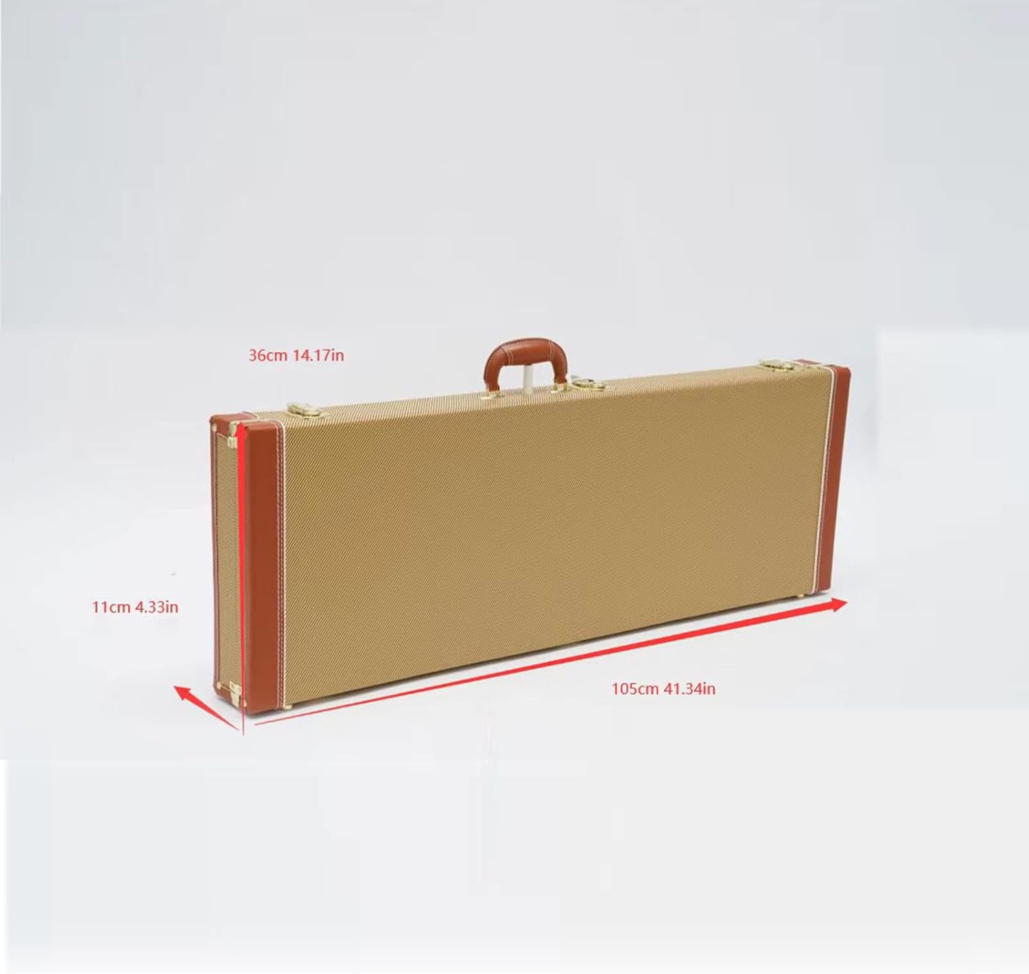 Electric guitar hardshell case leather case bag with internal guitar bag soft layer with locking latch waterproof (Yellow)