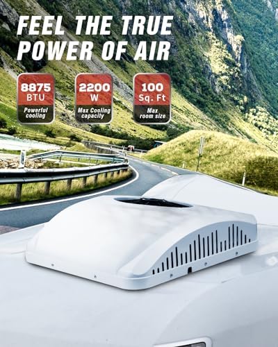 24V DC RV Roof Air Conditioner, 24 Volt Cooling and Heater Systems AC Unit Fits for RVs, Vans, Semi Truck, Cranes,Car Air Conditioner for Room up to 100 Sq. Ft