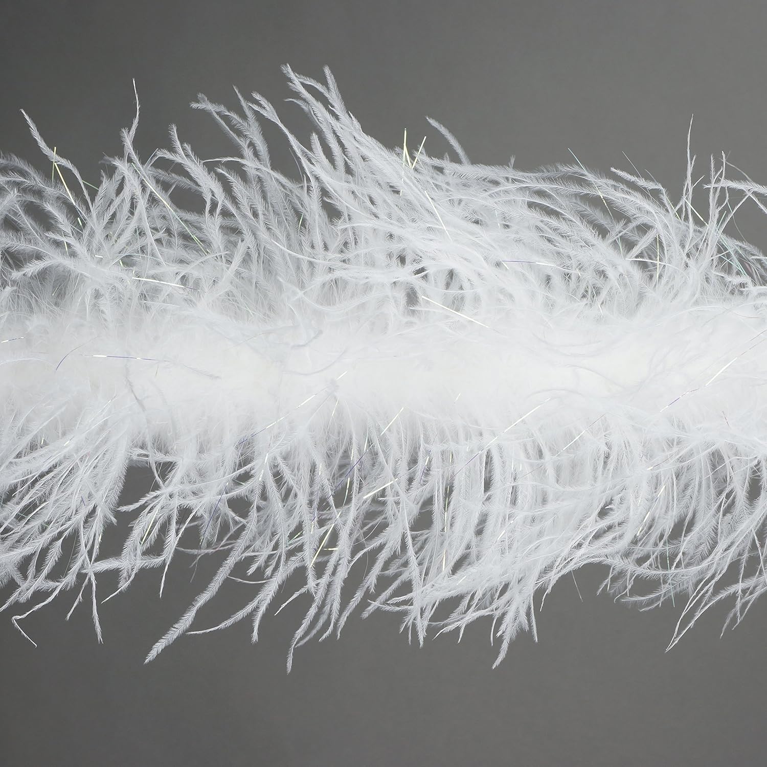 Zucker 6' Ostrich Feather Boa-White/Opal Lurex 1920's Flapper Costume Accessory,Medium,5-TWOPLYL-W-LOP