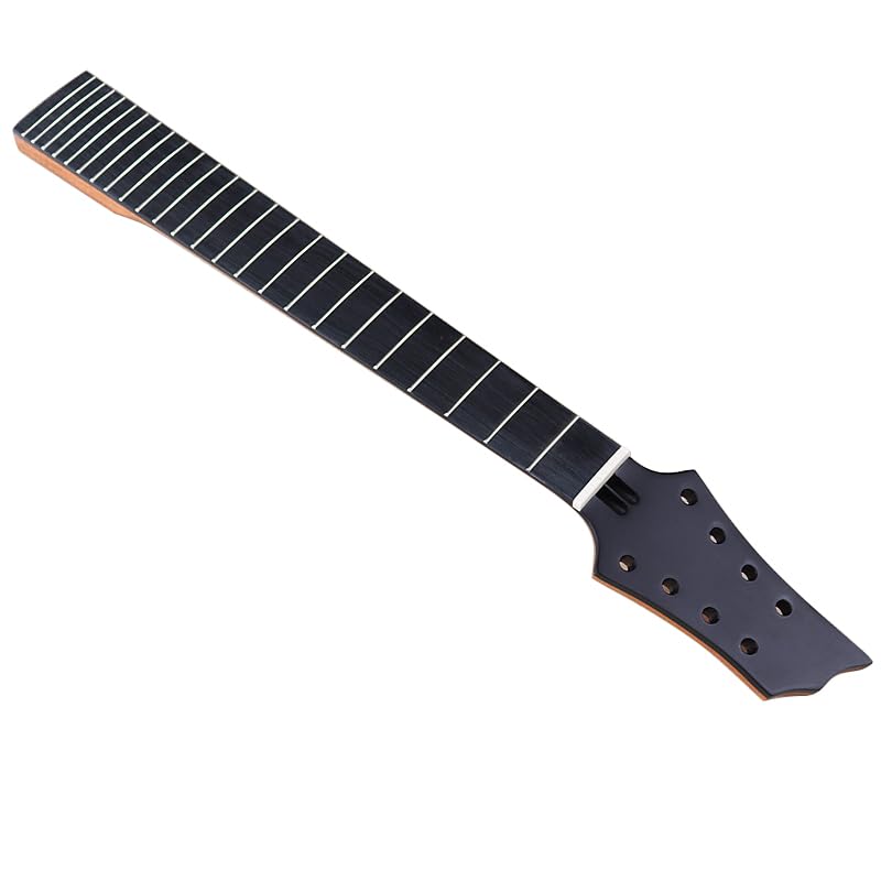 Guitar Part for 8 Strings Electric Guitar Neck 24 Frets Okoume Wood Neck Black with Double Truss Rod Double Back Line 7.5cm Heel Width