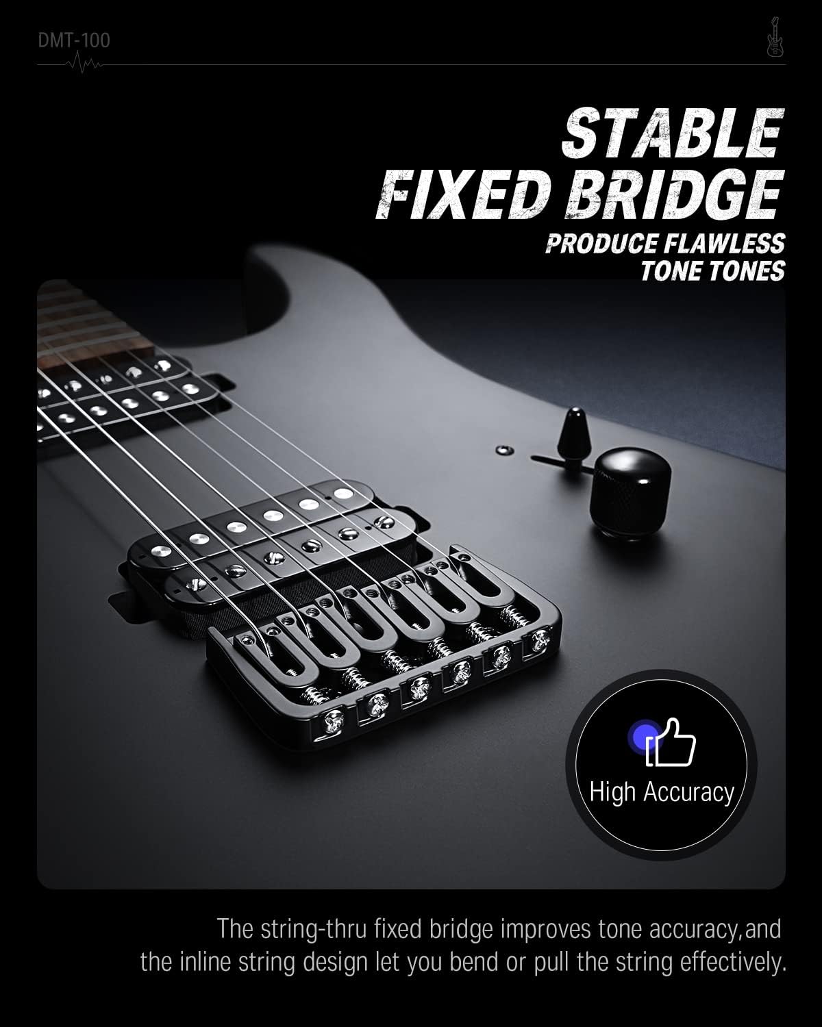 DMT-100 Solid Body Electric Guitar, 39 Inch Metal Electric Guitar, Matte Black and DEA-20 Electric Guitar Amp 20W